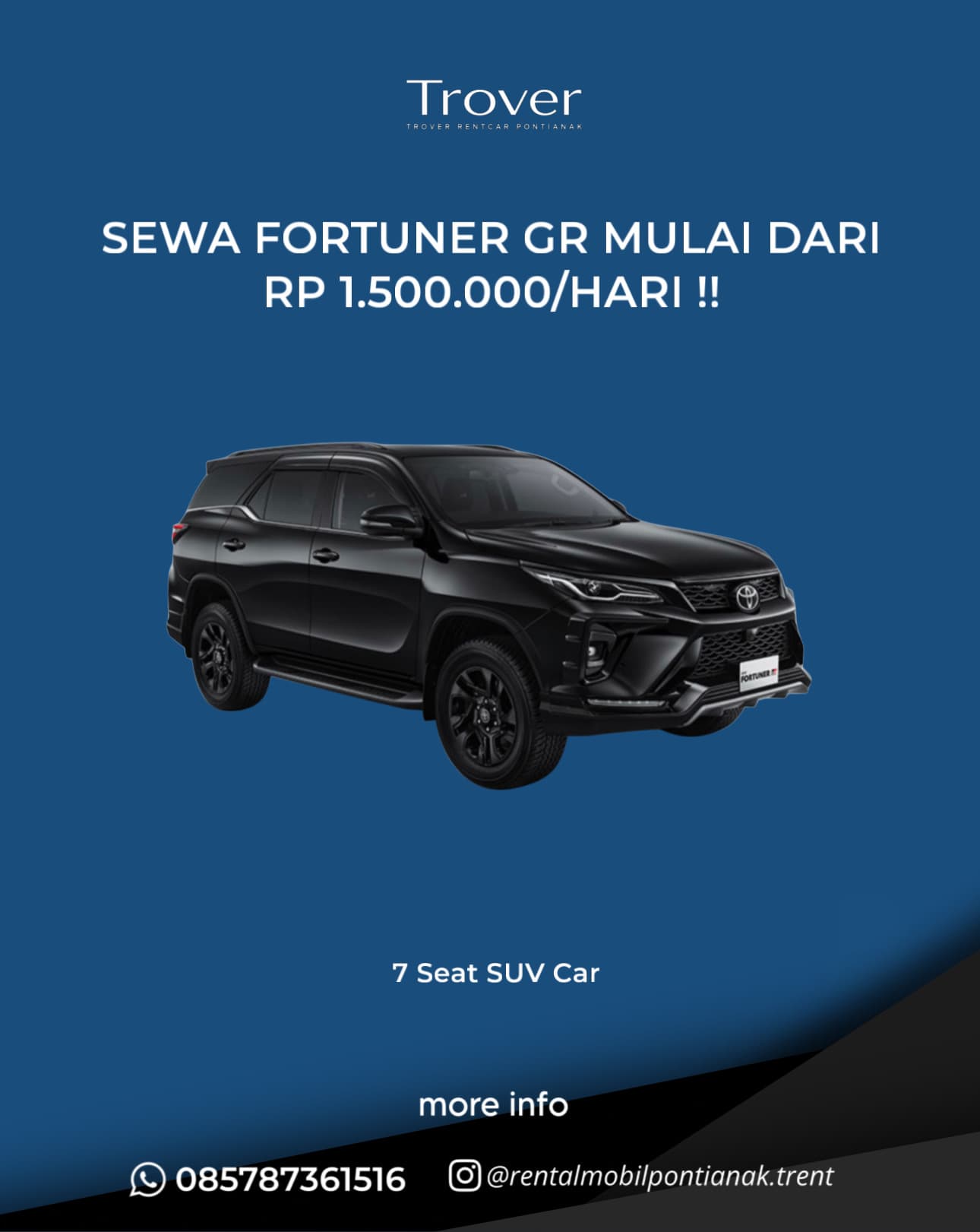 Toyota Fortuner GR 4x4 - Trover Rentcar Pontianak